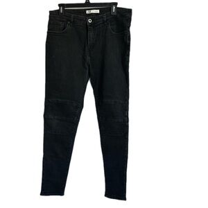 Zara Man Skinny Jeans Black 98% Cotton 2% Elastane Metal Button Close Men’s 34